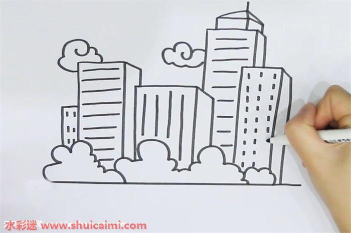 高楼大厦怎么画 简笔画高楼大厦上色教程