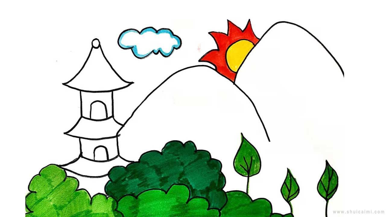 云台山简笔画怎么画 云台山简笔画图片