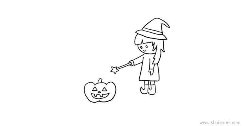 小魔女儿童画怎么画 小魔女简笔画画法