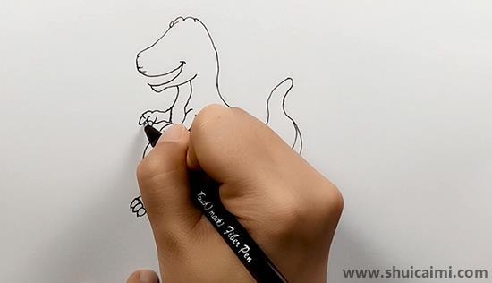 简单霸王龙儿童画怎么画 彩色霸王龙简笔画步骤
