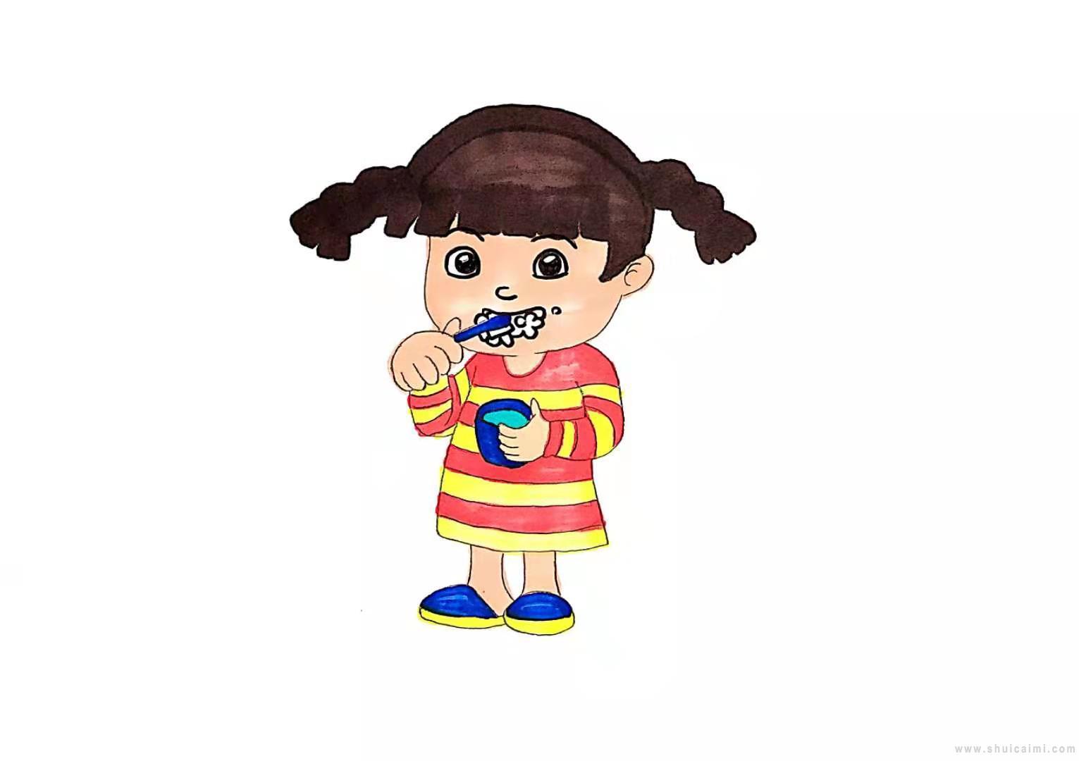 刷牙简笔画怎么画 刷牙简笔画图片