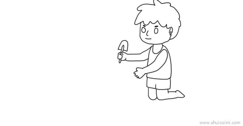堆沙堡的小男孩简笔画绘画教程