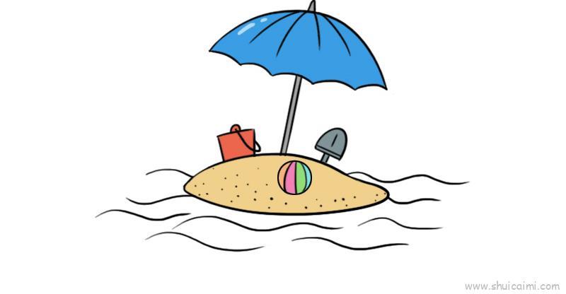 海边儿童画怎么画 海边简笔画步骤