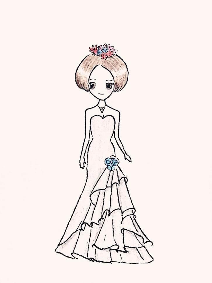 婚纱的简笔画图片大全 婚纱的简笔画图片大全大图可爱