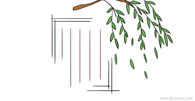 咏柳古诗配画儿童画怎么画 咏柳古诗配画简笔画步骤