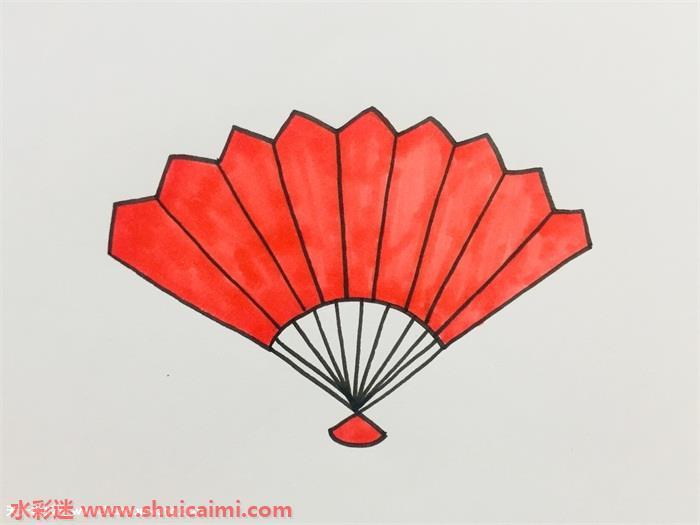 扇子简笔画怎么画漂亮彩色