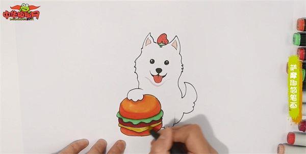 萨摩耶怎么画 萨摩耶简笔画图片大全带颜色