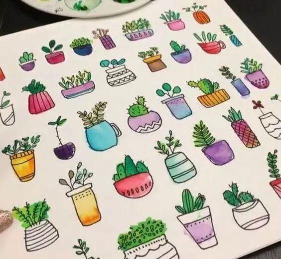 盆栽简笔画 盆栽简笔画图片带颜色