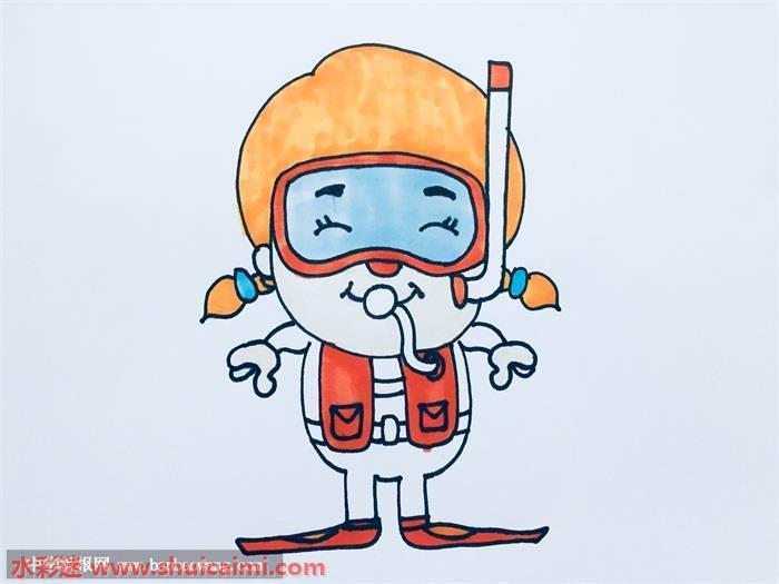 潜水员怎么画 潜水员简笔画简单好看带颜色