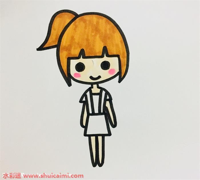 马尾女孩简笔画怎么画步骤