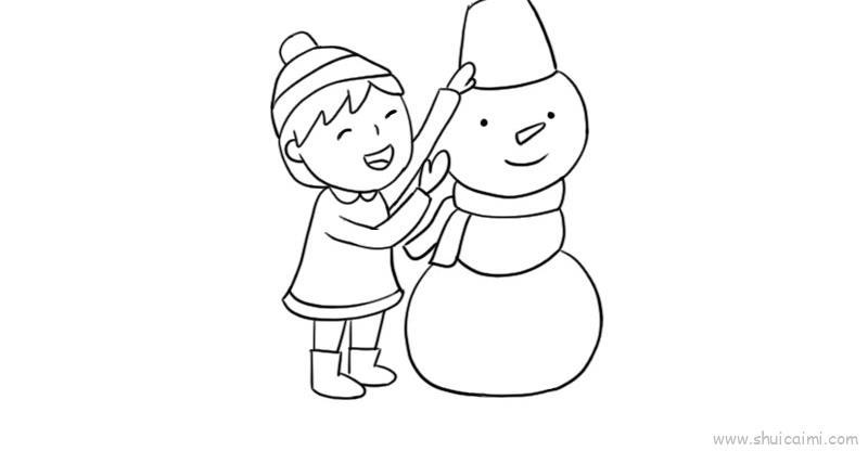 冬至堆雪人儿童画怎么画 冬至堆雪人简笔画步骤