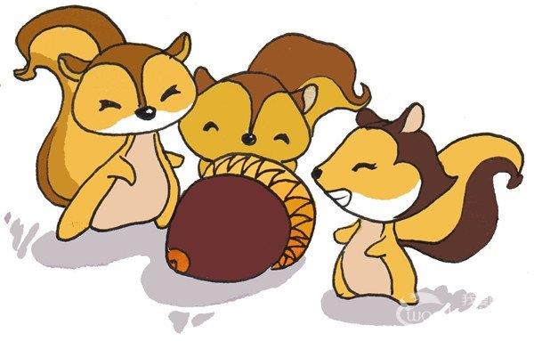 三只松鼠的简笔画怎么画 三只松鼠的简笔画图片