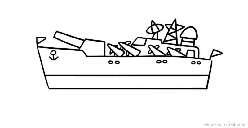 航空母舰儿童画怎么画 航空母舰简笔画简单又好看