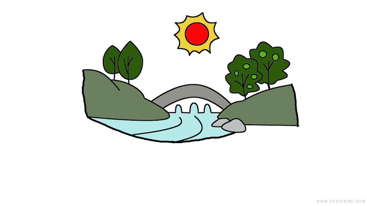 小桥流水简笔画怎么画 小桥流水简笔画简单又好看