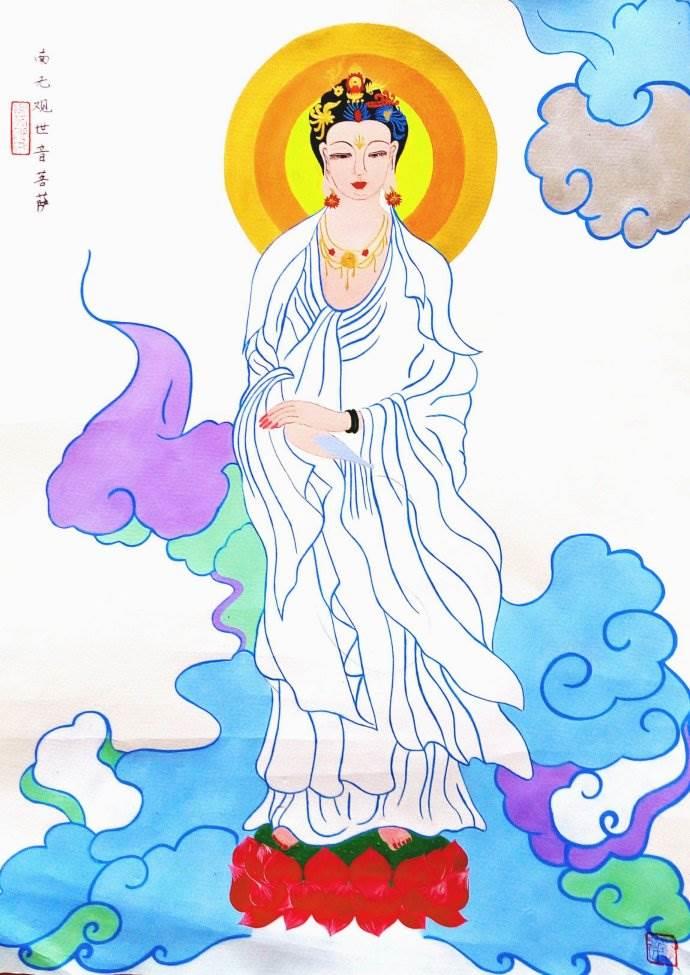 观音菩萨简笔画带颜色 观音菩萨简笔画带颜色怎么画