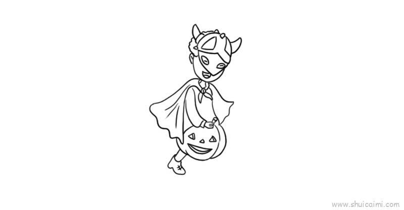 万圣节男孩骑南瓜灯儿童画怎么画 万圣节男孩骑南瓜灯简笔画步骤