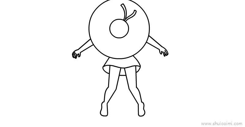 坐在泳圈上的女孩简笔画绘画教程