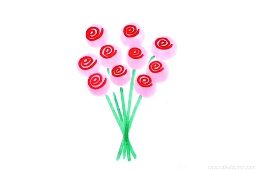 教师节一束花怎么画 教师节一束花简笔画简单又漂亮彩色