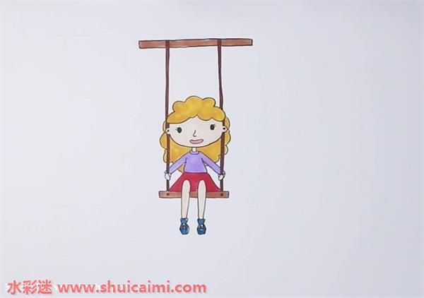荡秋千小女孩怎么画 荡秋千小女孩简笔画画法
