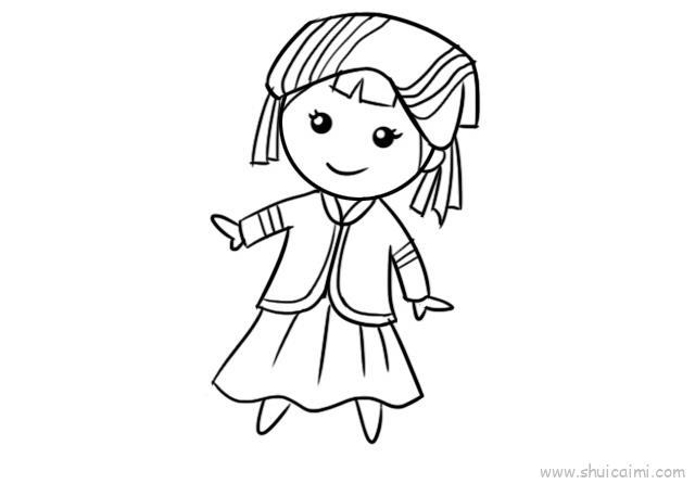 广西少数民族服饰儿童画怎么画 广西少数民族服饰简笔画简单