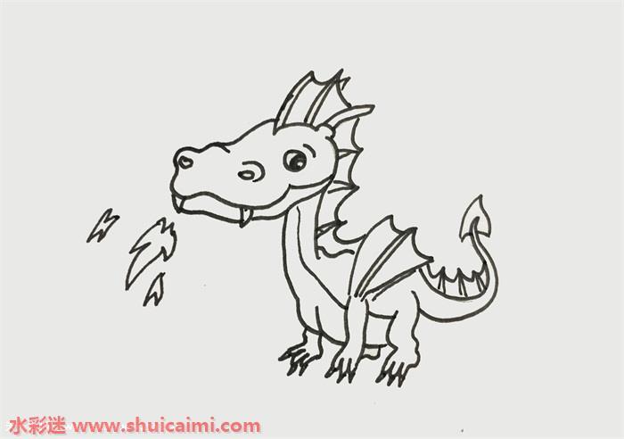 神奇宝贝卡通喷火龙简笔画怎么画步骤图片教程？