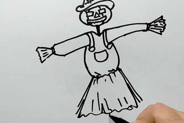 南瓜稻草人儿童画怎么画 南瓜稻草人简笔画画法