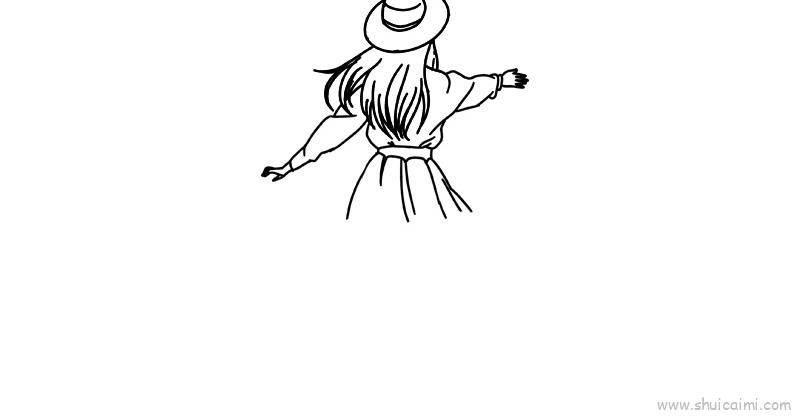 女生全身背影儿童画怎么画 女生全身背影简笔画步骤