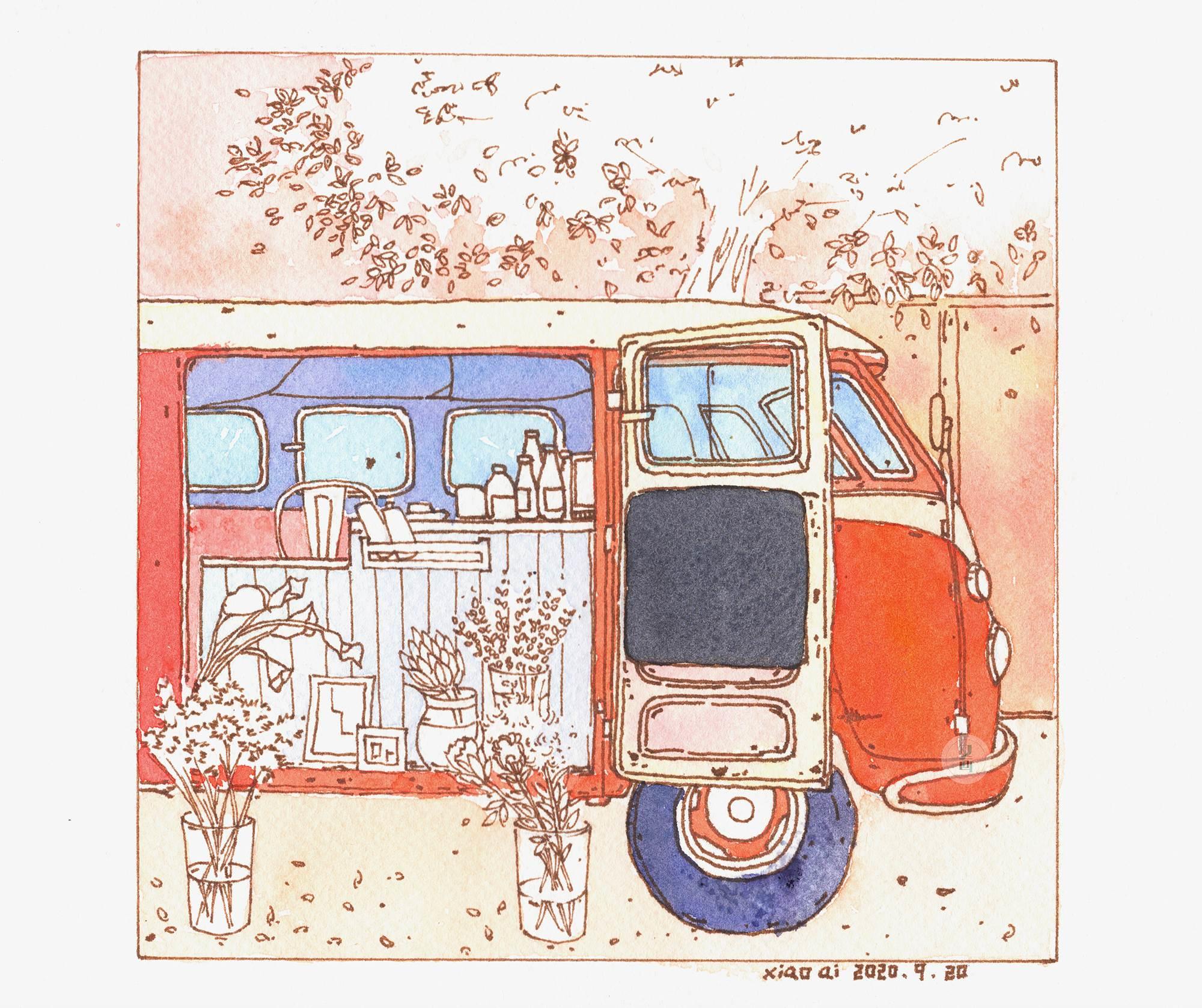 房车简笔画 消防车简笔画