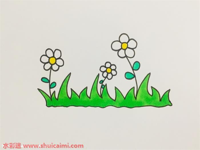 小花小草怎么画 简笔画小花小草绘画步骤