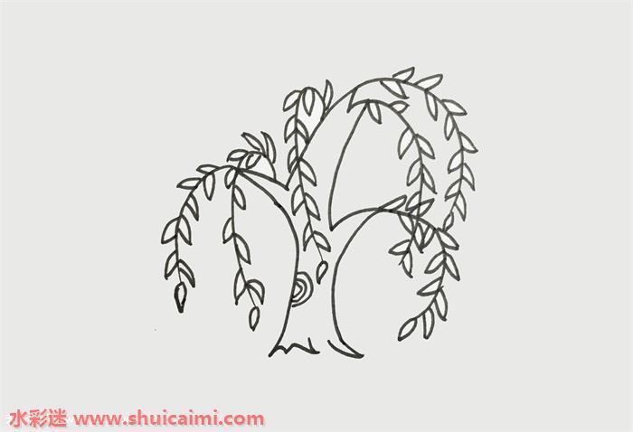 柳树怎么画 柳树简笔画步骤图