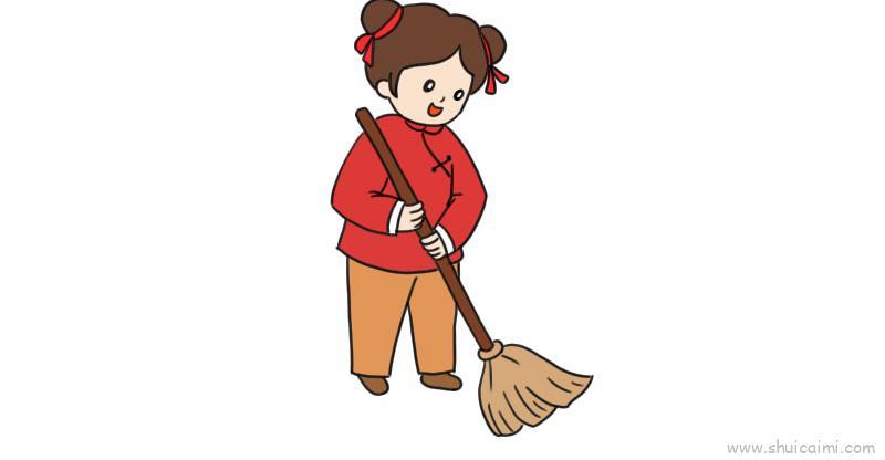 打扫儿童画怎么画 打扫简笔画画法