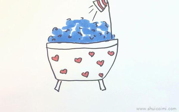 浴缸儿童画怎么画 浴缸简笔画好看