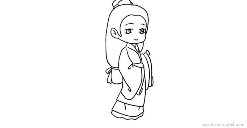 汉服女儿童画怎么画 汉服女简笔画简单