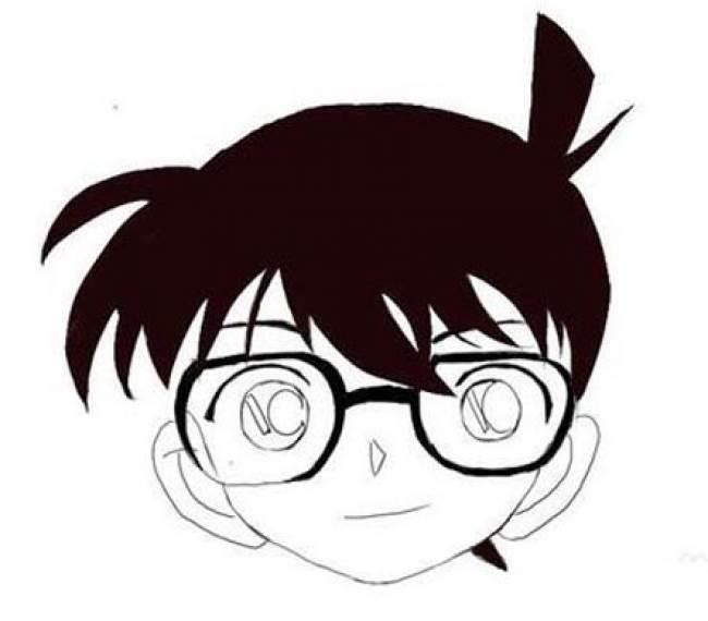 柯南简笔画 手绘柯南头像简笔画
