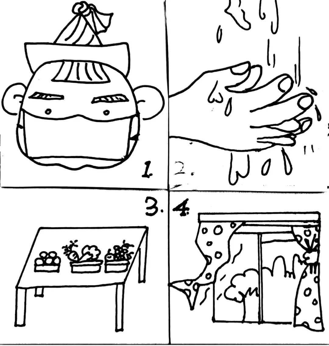 讲卫生四宫格简笔画 讲卫生的画怎么画