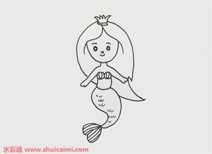 简单的美人鱼简笔画图解,教你美人鱼怎么画