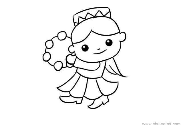 维吾尔族人物服饰儿童画怎么画 维吾尔族人物服饰简笔画图片大全