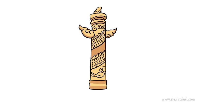 中华柱儿童画怎么画 中华柱简笔画画法