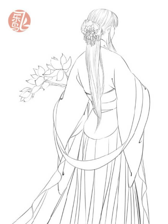 女孩背影简笔画 校园女孩背影简笔画