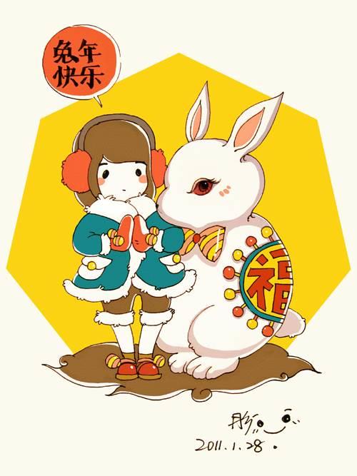2023小兔子拜年简笔画图片 新年小兔子简笔画