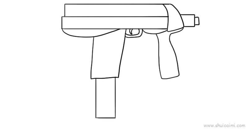 冲锋枪儿童画怎么画 冲锋枪简笔画图片