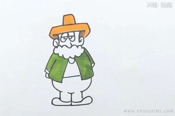 带草帽老爷爷简笔画怎么画 带草帽老爷爷简笔画简单