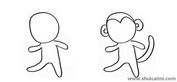 小猴子彩色儿童简笔画