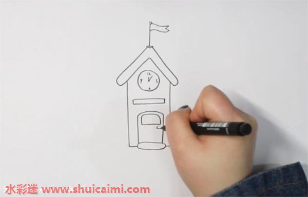 学校怎么画 学校简笔画简单好看带颜色