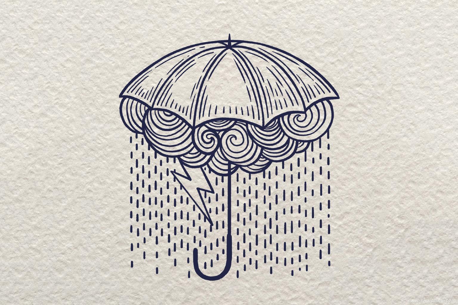 创意暴雨怎么画 创意暴雨简笔画图片大全带颜色