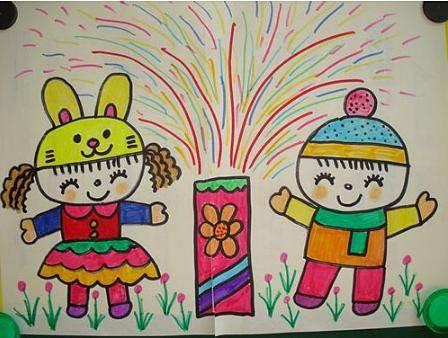 春节放烟花的图片简笔画 春节放烟花的图片简笔画可爱