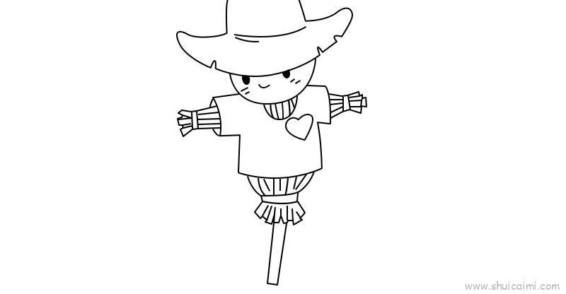 稻草人儿童画怎么画 稻草人简笔画图片大全