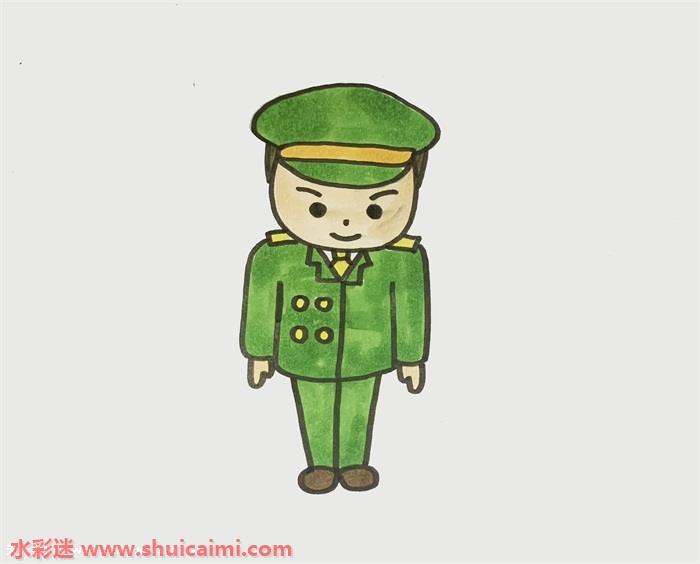 军人怎么画 军人简笔画简单易画彩色