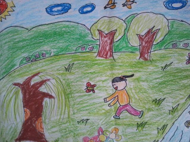 扑蝴蝶简笔画大全风景 扑蝴蝶图画