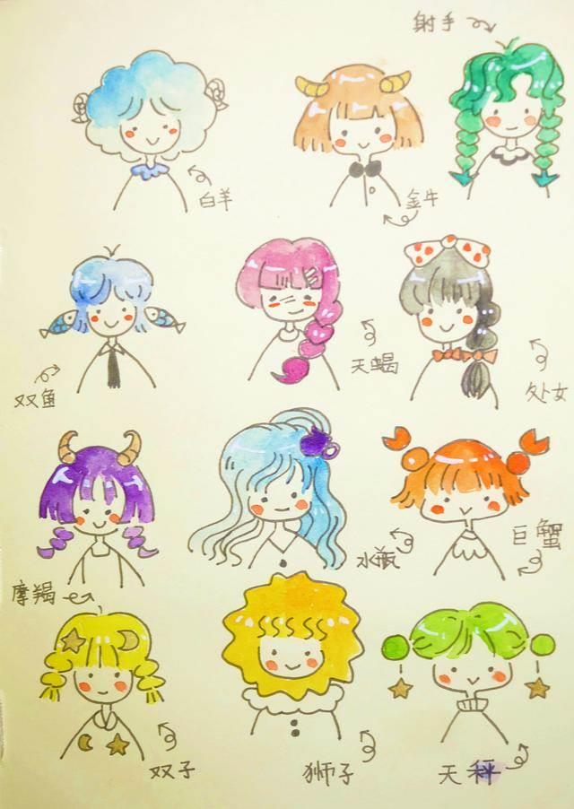 十二星座简笔画 十二星座简笔画女孩
